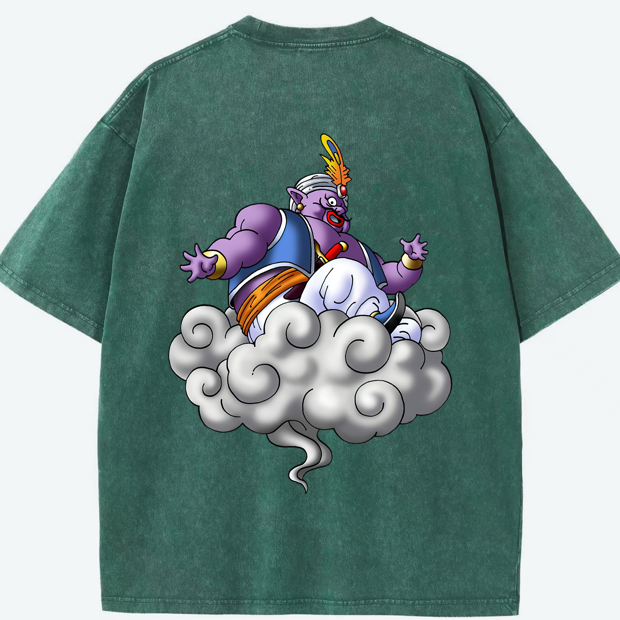 （画像用） ドラゴンクエスト Doragon Kuesuto Dragon Quest 綿100% ヴィンテージ風 半袖Tシャツ（背面プリント）